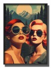 To retro damer , rødt og rosa hår, hvite og røde briller   thumbnail