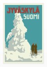 JYVASKYLA , SUOMI , SKIERS NEXT TO SNOW COVERED TREE, RETRO POSTER  thumbnail