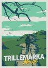 Trillemarka , turgåer med flagg i sekk ,  grønn, Etikett thumbnail