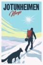 Jotunheimen mann på ski med hund thumbnail