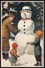 Mann og to barn lager snømann thumbnail