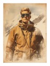 Retromann i fjellet , ekspedisjonsjakke og briller , blondt hår   thumbnail