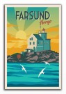 Farsund , Søndre Katland fyr, i solnedgang , varmesommertoner thumbnail