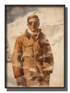  Retromann i ekspedisjonsjakke , briller , eldet papir  thumbnail
