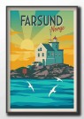 Farsund , Søndre Katland fyr, i solnedgang , varmesommertoner thumbnail
