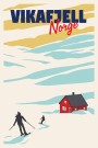 Vikafjell, på ski ned mot rødt bygg, Hyttekopp thumbnail