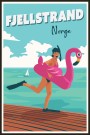 dame i flamingobadering, personlig kystposter , velg din egen overskrift  thumbnail