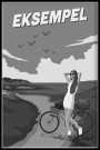 Dame ved sykkel på kyststien, personlig kystposter, velg din egen overskrift  thumbnail