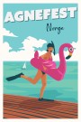 dame i flamingobadering, personlig kystposter , velg din egen overskrift  thumbnail