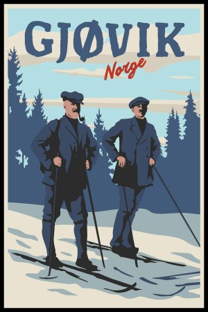 Gjøvik , to menn på ski