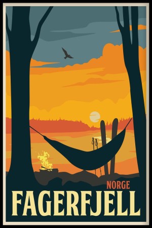Fagerfjell, solnedgang (gul-oransje) 