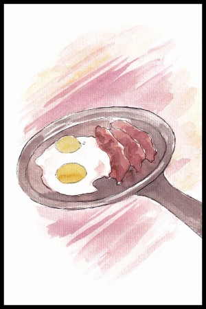 Egg og bacon , maleriprint