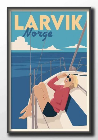 Larvik , dame på seilbåt