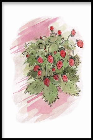 Markjordbær maleriprint