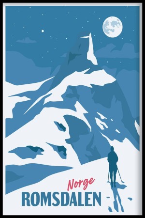 Romsdalen , Romsdalshorn fra Kammen , mann på ski