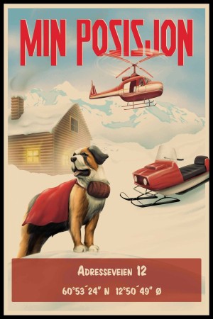 Personlig NØDPLAKAT med dine koordinater 