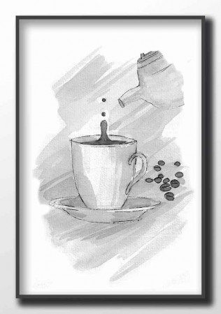Kaffekopp og kanne , maleriprint 